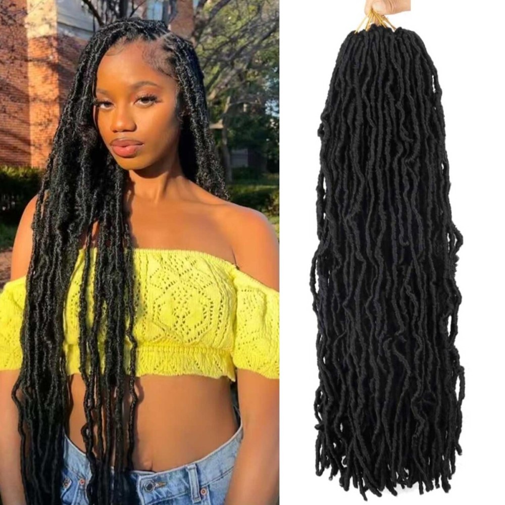 8 Packs Faux Locs Crochet Hair Soft Locs 20 Inch for Butterfly Locs Crochet Hair For Black Women (1B, 20 Inch (Pack of 8))