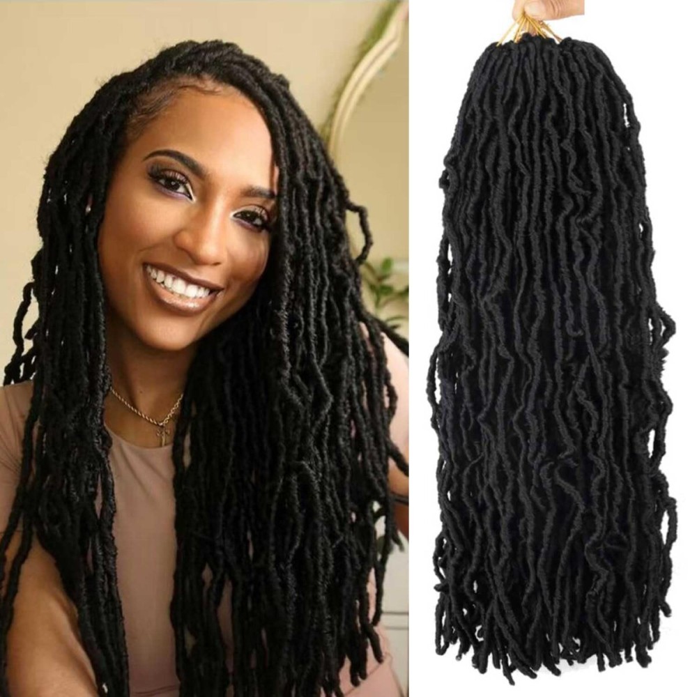 8 Packs Soft Locs Crochet Hair Pre Looped 18 Inch Faux Locs Crochet Braids Distressed Locs Synthetic Hair For Black Women (1B, 18 8pcs 1B)