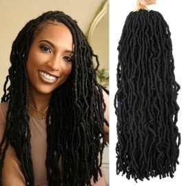 8 Packs Soft Locs Crochet Hair Pre Looped 18 Inch Faux Locs Crochet Braids Distressed Locs Synthetic Hair For Black Women (1B, 18 8pcs 1B)