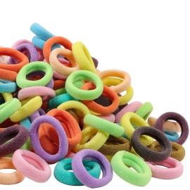 WillingTee 120 Pcs Baby Hair Ties, Cotton Toddler Hair Ties for Girls and Kids, Multicolor Small Seamless Hair Bands Elastic Ponytail Holders,Spring Color
