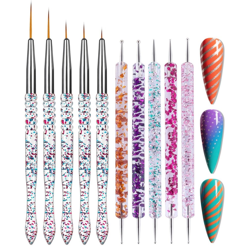 Artdone 15pcs Pink Nail Art Brushes, Nail Art Tool Set, Dotting Tools, Dust Brush,Striping Brushes for Long Lines, Drawing Pen For Gel Polish Design supply