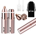 Gurelax Eyebrow & Facial Trimmer: 2-in-1 Electric Facial Hair Removal & Eyebrow Shaver (Built-in Mirror), Face Razor for Women with 2 Replacement Heads