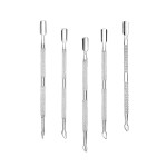 5Pcs Cuticle Pusher Remover and Cutter, Creatiee Double Ended Stainless Steel Cuticle Cleaner Nail Gel Polish Removal, Manicure Pedicure Nail Tools for Fingernails Toenails - Professional & Durable