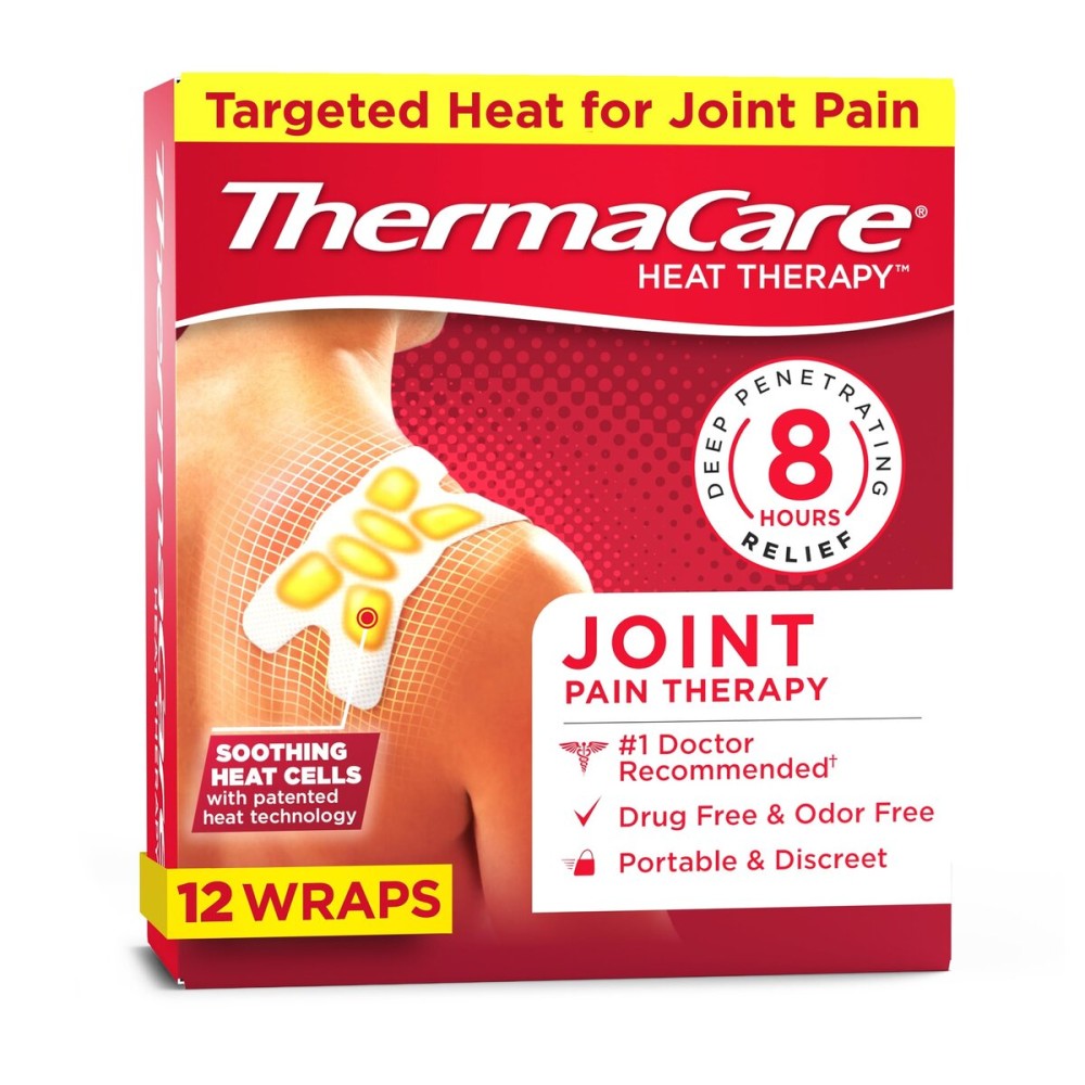 ThermaCare Portable Heating Pads - Adhesive, Disposable HeatWraps for Joint & Muscle Pain Relief - Multi-Purpose, Drug-Free Therapy with Flexible Fit - 12-Count