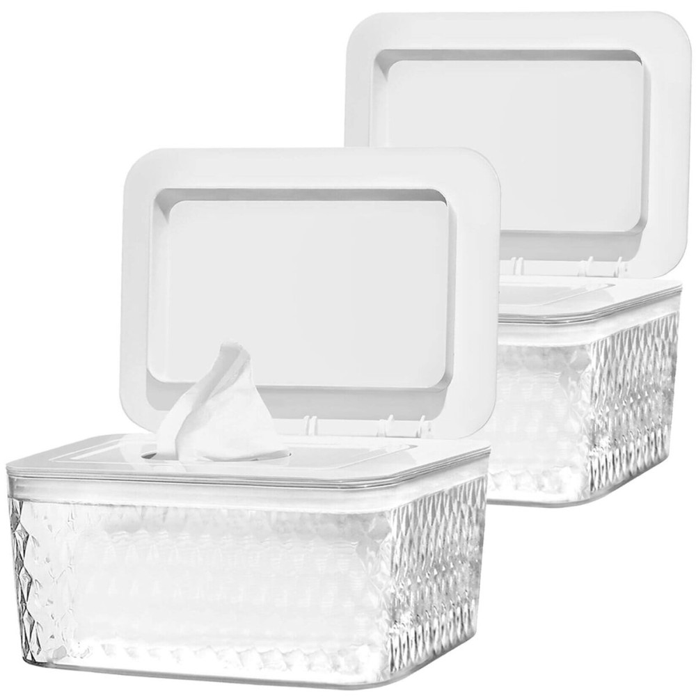 Hswt 2 Pack Wipes Dispenser Seal-Designed Wipe Dispenser Holder Wipes Case Box for Bathroom Keep Wipes Fresh, Dust-Proof & Non-Slip