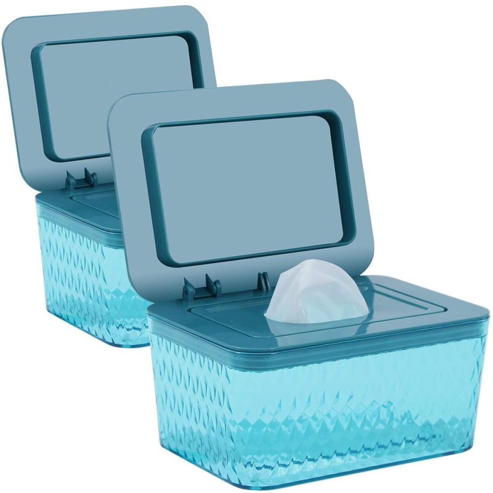 Hswt 2 Pack Wipes Dispenser Seal-Designed Wipe Dispenser Holder Wipes Case Box for Bathroom Keep Wipes Fresh, Dust-Proof & Non-Slip