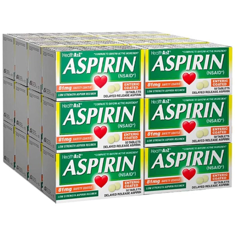 HealthA2Z Aspirin 81mg Low Strength | Enteric Coated | 24 Packs of 40 Counts (960 Tablets Total) | Value Package