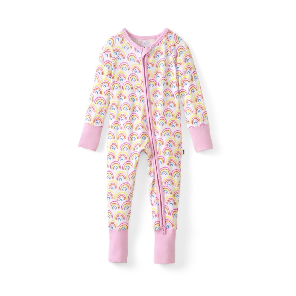 Little Sleepies Pajamas for Baby Boys & Girls, Viscose from Bamboo Baby Pajamas, Snug Sleeper, Toddler PJs, 2-Way Zipper, Pastel Rainbows, Preemie