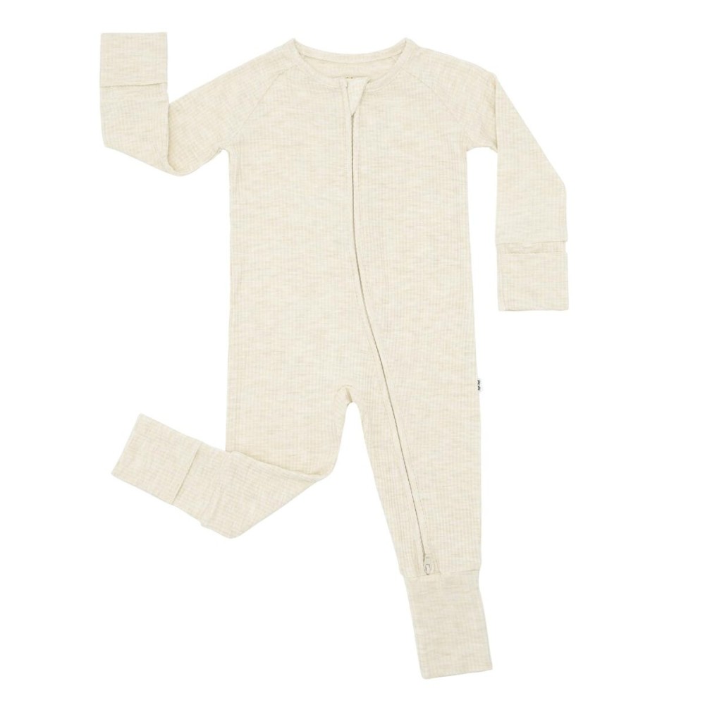 Little Sleepies Pajamas for Baby Boys & Girls, Viscose from Bamboo Baby Pajamas, Snug Baby Sleeper, Toddler PJs, 2-Way Zipper, Heather Oatmeal, 0-3M