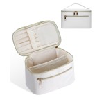 Wandering Nature Makeup Bag, Travel Make Up Bag with Divider, Makeup Case Organizer for Women in Fabric, White