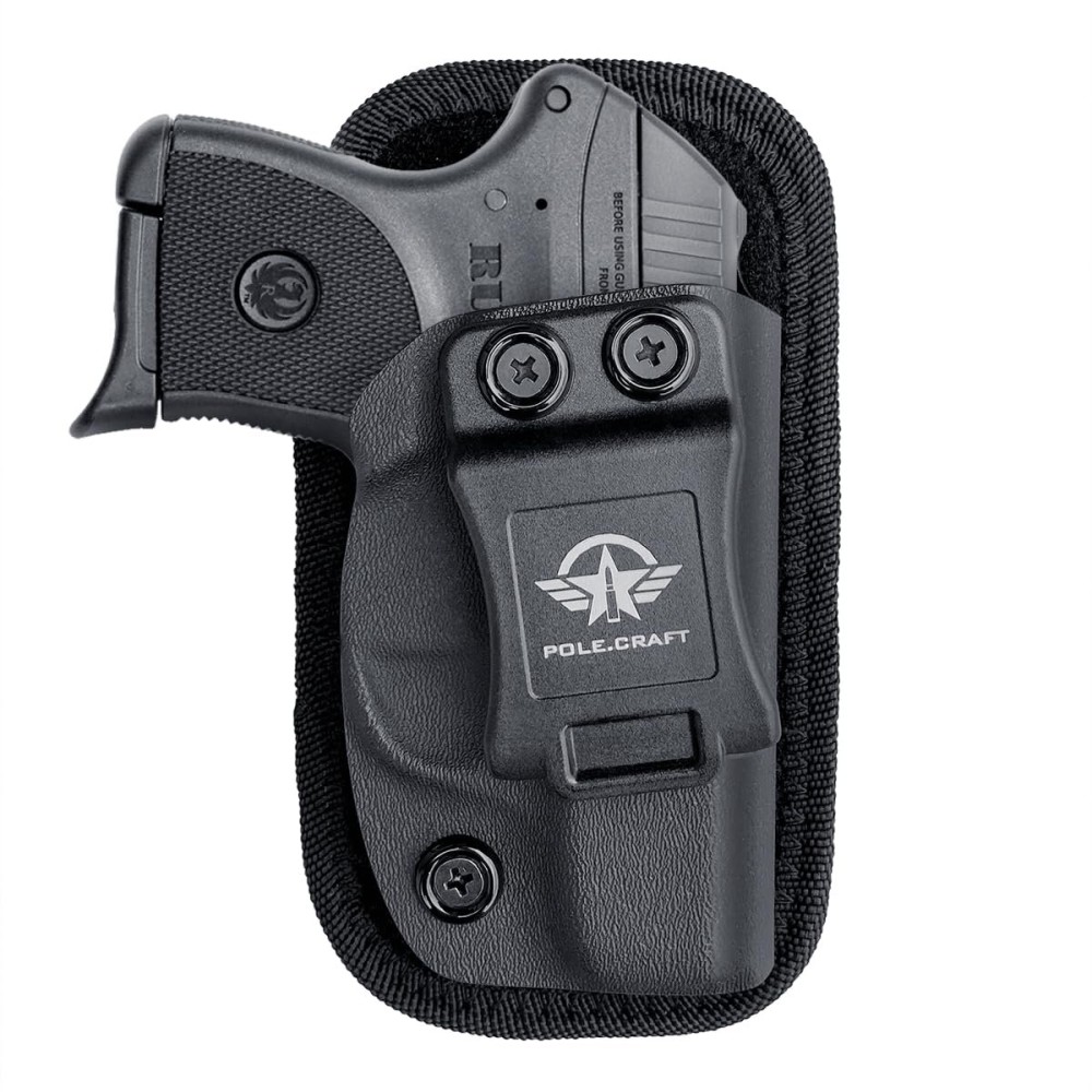 Ruger LCP 380 Holster,IWB Kydex Holster Fit: LCP 380 AutoInside Waistband Carry - Adj. Cant RetentionCover Mag-ButtonNo WearNo Jitter (Black - with Pad, Right Hand Draw (IWB))