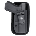 POLE.CRAFT IWB Kydex Holster Custom Fit: G19 19X 25 44 45 (Gen 1 2 3 4 5) & G23 32 (Gen 3 4) - Inside Waistband Carry - Adj. Cant Retention (Black - with Pad, Right Hand Draw (IWB))