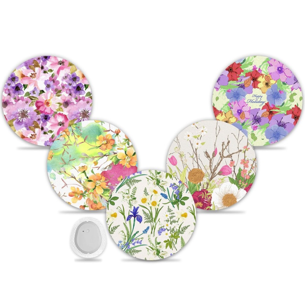 funpatch G7 Over Patches 20 Pack Waterproof Adhesive Patch for Dexcom G7 & Stelo CGM Tape Non-Glue Central Full Cover Stelo Overpatch Hypoallergenic & Latex-Free Long Stay for 15 Days, Floral Pattern