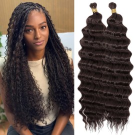 Eerya Long Curly Braiding Hair 16 Inch 2 Packs Deep Ocean Wave Crochet Hair for Black Women Deep Wave Braiding Hair for Boho Braids16 inch, 4
