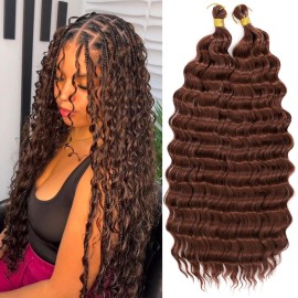 Eerya Long Curly Braiding Hair 18 Inch 2 Packs Deep Ocean Wave Crochet Hair for Black Women Deep Wave Braiding Hair for Boho Braids18 inch, 33
