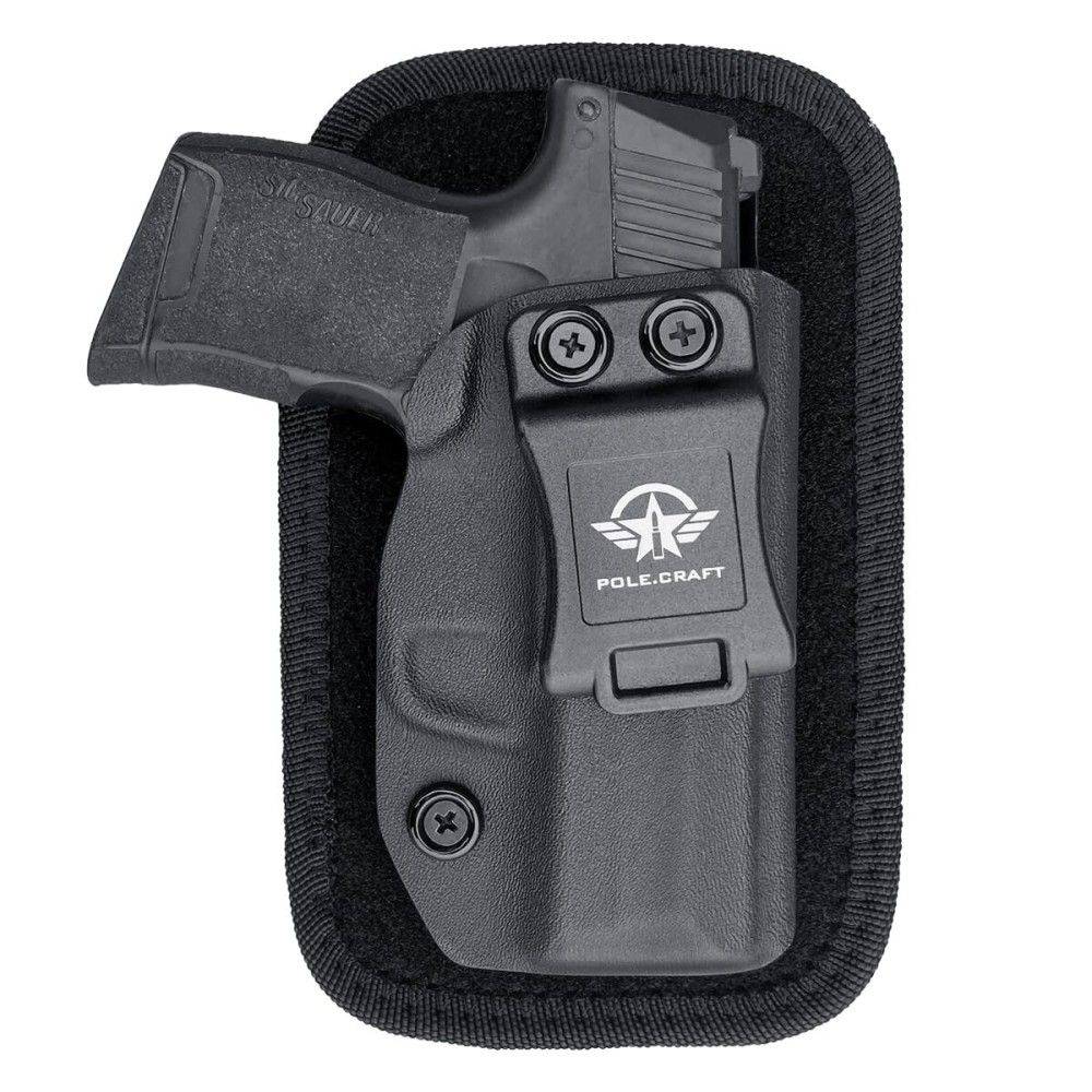 Sig P365 Holster IWB Kydex Custom Fit: Sig Sauer P365 / P365 SAS / P365 X Pistol - Inside Waistband - Adj. Cant Retention (Black - with Pad, Right Hand Draw (IWB))