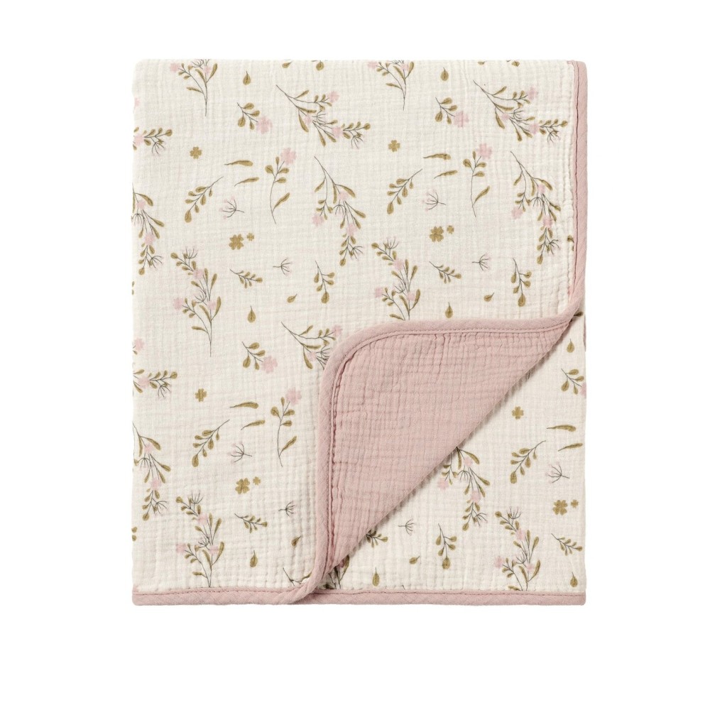 CREVENT 40\'\'X40\'\' 100% Organic Cotton Muslin Baby Blanket for Newborns, Essential for Baby Shower Birthday Gift - Flower 100X100cm