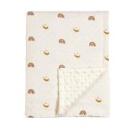 CREVENT 30\'\'X40\'\' Organic Muslin Cotton Baby Blanket for Newborns, Soft Mink Backing, Essential for Baby Shower Birthday Gift - Moon 75X100cm