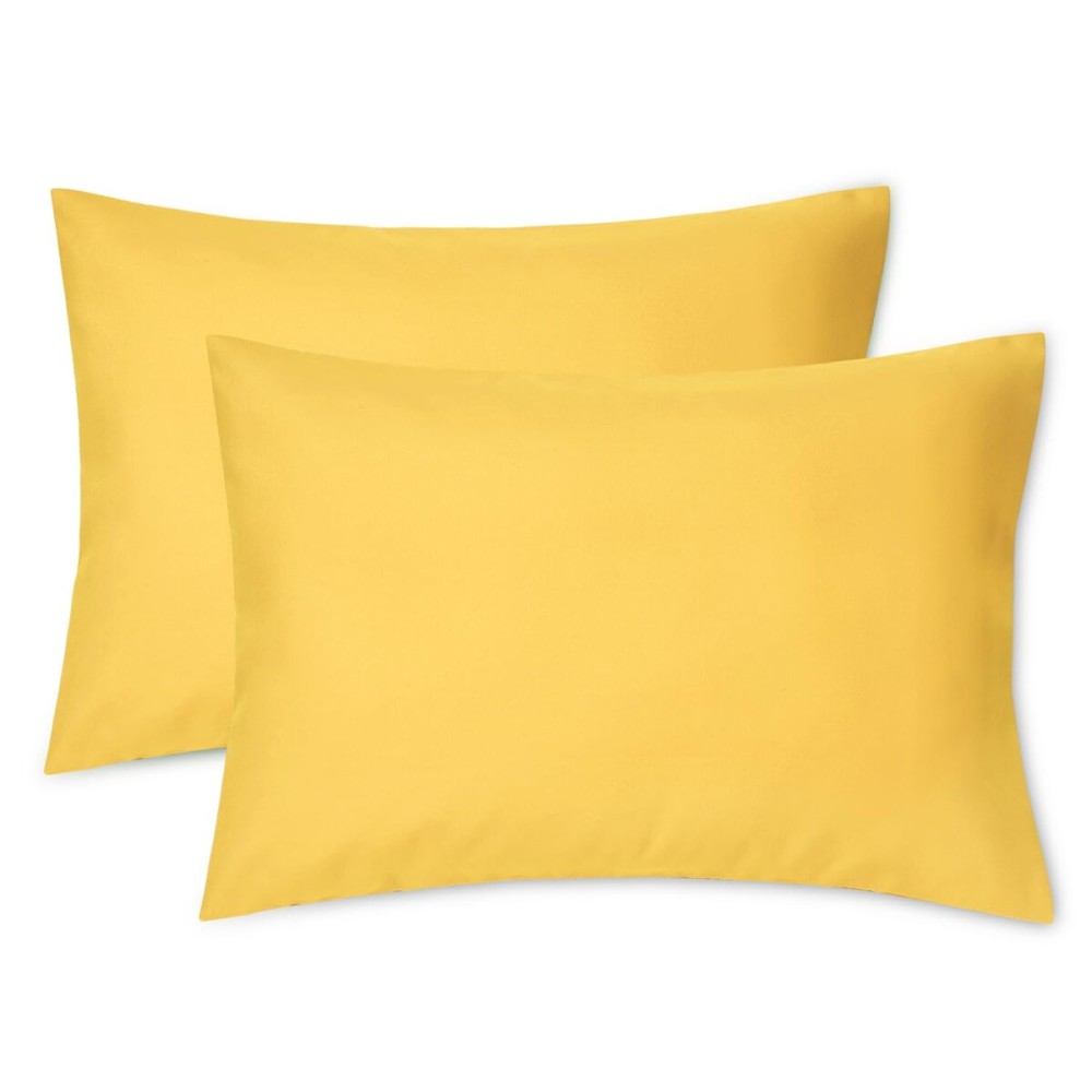 EXQ Home Toddler Pillowcases Zippered 13x18 Travel Pillow Case Set of 2, Small Pillow Case Fits Baby Pillow Sized 12x16, 13x18, Kids Pillowcases 2 Pack Machine Washable (Yellow)