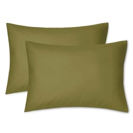 EXQ Home Toddler Pillowcases Zippered 13x18 Travel Pillow Case Set of 2, Small Pillow Case Fits Baby Pillow Sized 12x16, 13x18, Kids Pillowcases 2 Pack Machine Washable (Olive Green)