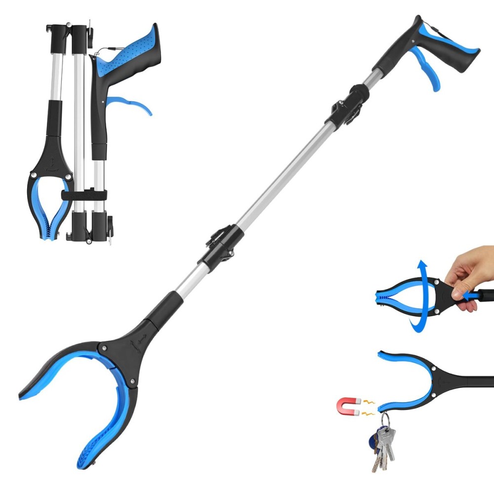 Grabber Reacher Tool 36 Inch, Heavy Duty Foldable Grabber with Anti-Slip 360 Rotating Jaw, Magnetic Tip for Seniors, Reacher Grabber Pickup Tool for Elderly After Surgery Recovery