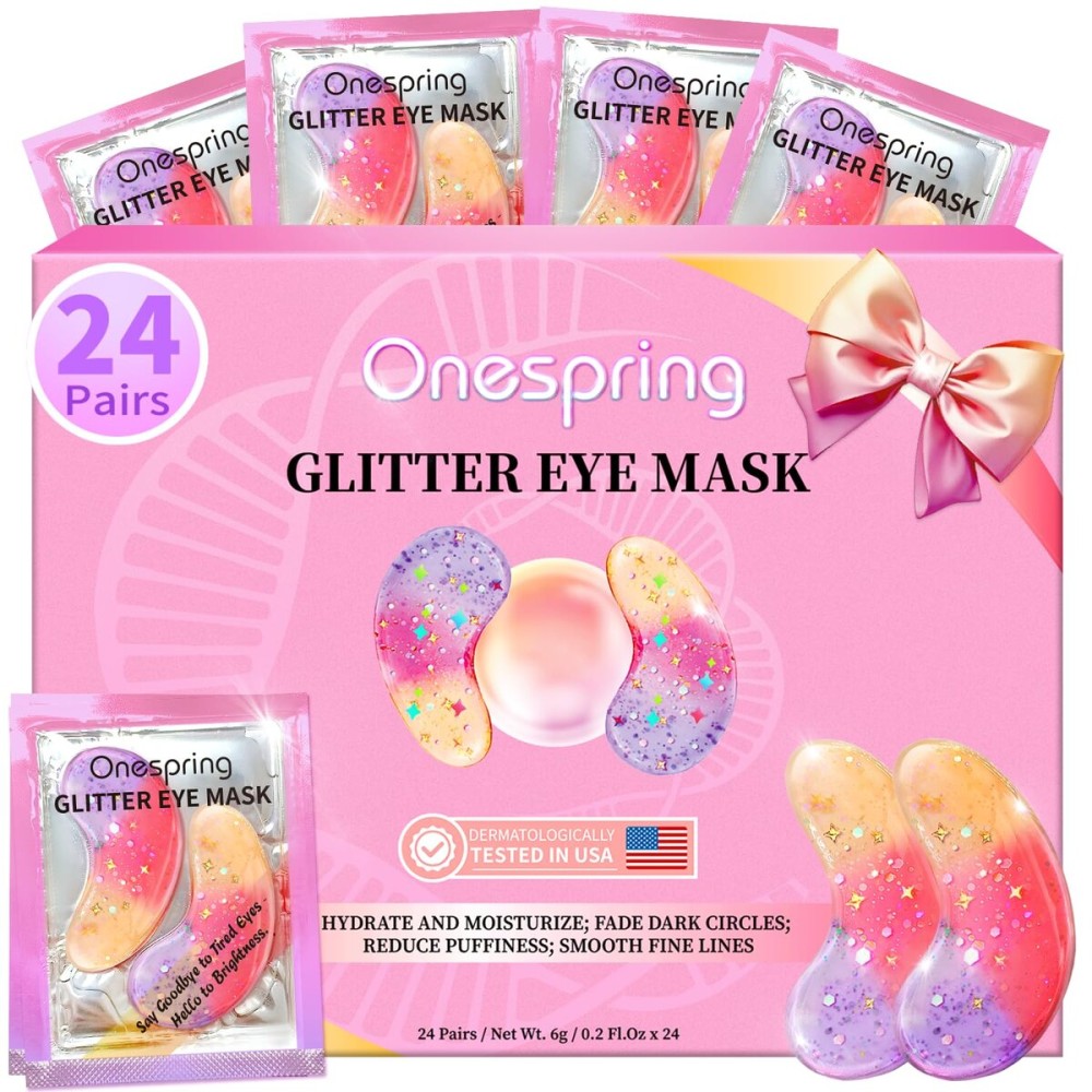 Onespring Eye Masks (24 Pairs) - Gift for Her - Under Eye Patches for Dark Circles, Puffiness, Wrinkles, Soothing & Hydrating, Skincare Eye Gel Pads, Beauty Essential for Women, Bridesmaid Gifts