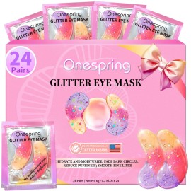 Onespring Eye Masks (24 Pairs) - Gift for Her - Under Eye Patches for Dark Circles, Puffiness, Wrinkles, Soothing & Hydrating, Skincare Eye Gel Pads, Beauty Essential for Women, Bridesmaid Gifts