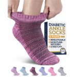 Pembrook Ankle Diabetic Socks for Women and Men - 6 Pairs | Low Cut Seamless Womens Diabetic Sock | Wide Ankle | Space Dye