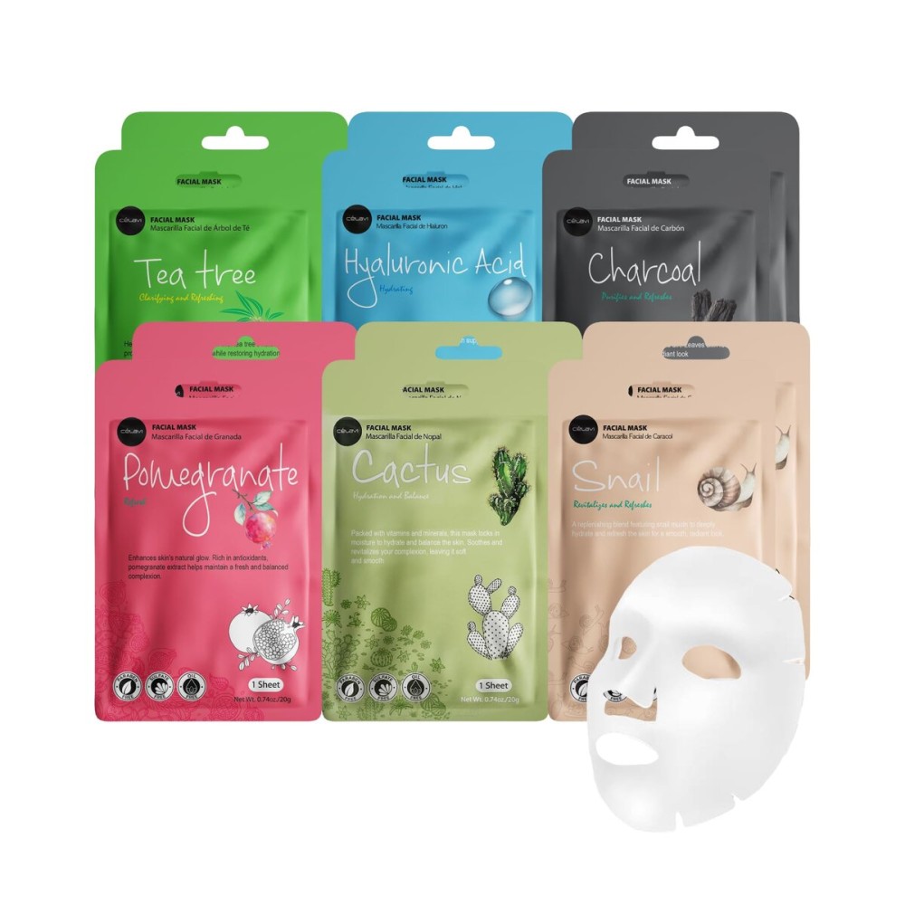 Celavi Essence Facial Face Mask K-Beauty Skincare Korea Skin Care Moisturizing (2 of each) C Set