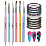 Artdone Nail Striping Tape Lines Kit With Nail Art Pens Dotting Tools And Liner Brushes For Gel Polish Small Detail Drawing Design Paint