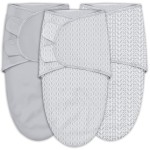 SWEET DOLPHIN 3-Pack Baby Swaddle Sleep Sacks - Newborn Swaddle Blanket with Soft Cotton - Ergonomic Wrap for Boys and Girls, 3-6 Months, Grey