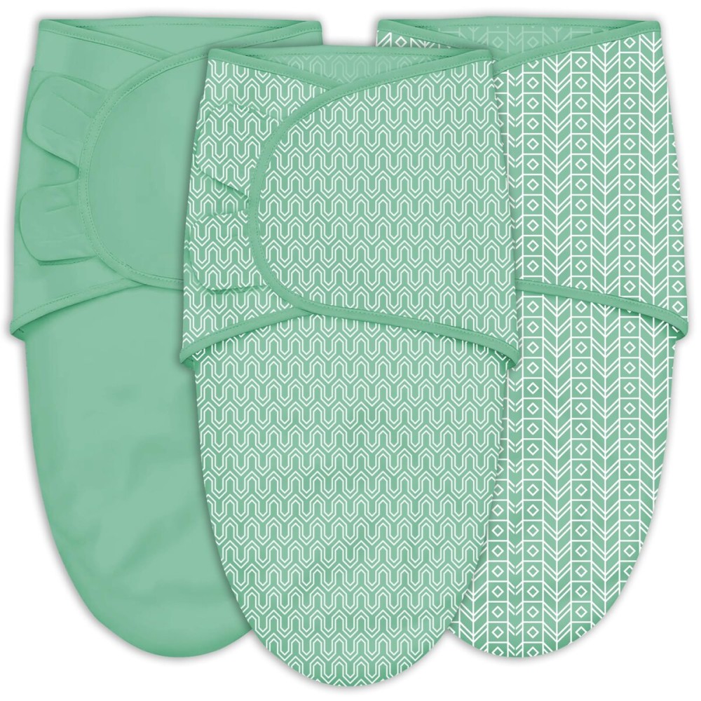 SWEET DOLPHIN 3-Pack Baby Swaddle Sleep Sacks - Newborn Swaddle Blanket with Soft Cotton - Ergonomic Wrap for Boys and Girls, 3-6 Months, Green