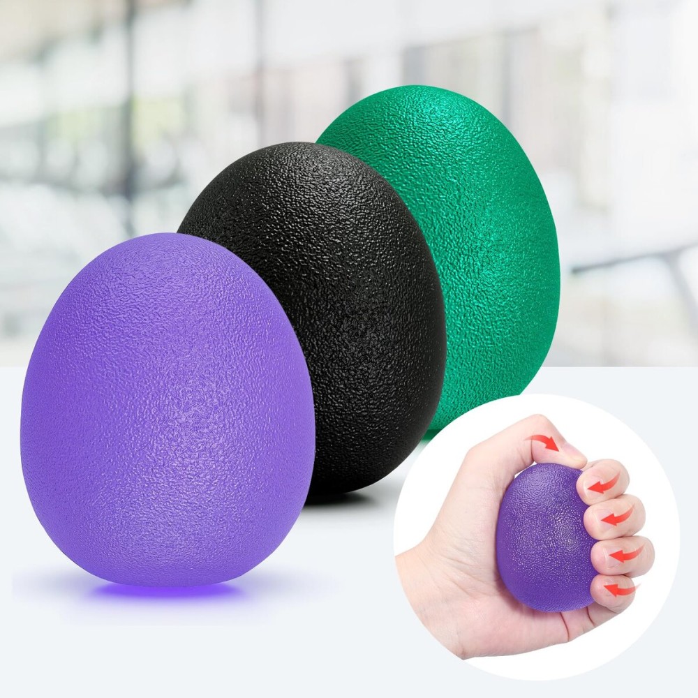 Peradix Hand Grip Strength Trainer, Stress Relief Ball, Wrist Rehab Therapy Hand Grip Equipment Ball Squishy Tools - Set of 3 Finger Resistance Exercise Squeezer (Plus Size - Purple Green Black)