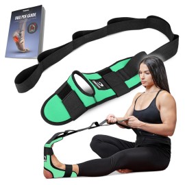 DMoose Fitness Foot & Calf Stretcher with Adjustable Padded Stretching Strap for Plantar Fasciitis, Hamstring, Heel Spurs and Achilles Tendonitis Relief - Yoga Leg Stretch Strap (Mint Green)