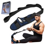 DMoose Fitness Foot & Calf Stretcher with Adjustable Padded Stretching Strap for Plantar Fasciitis, Hamstring, Heel Spurs and Achilles Tendonitis Relief - Yoga Leg Stretch Strap (Navy Blue)