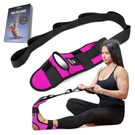 DMoose Fitness Foot & Calf Stretcher with Adjustable Padded Stretching Strap for Plantar Fasciitis, Hamstring, Heel Spurs and Achilles Tendonitis Relief - Yoga Leg Stretch Strap (Viva Megenta)