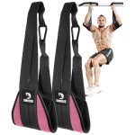 DMoose Fitness Hanging Ab Straps for Pull Up Bar & Core Strength Training - Exercise Straps for Ab Swing & Leg Raises, Hang Bar Strap with 2 Steel Carabiners - Abs Equipment for Home & Gym (Pink)