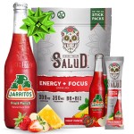 Salud x Jarritos 2-in-1 Energy Drink Powder + Focus, Fruit Punch, Organic Caffeine, B6 + B12, Theanine, Clean Energy Drink Packets, Agua Fresca Mix, Non-GMO, Gluten Free, 1g of Sugar, (15 Servings)