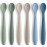 6 Piece Silicone Baby Feeding Spoons, First Stage Infant Soft-Tip Easy on Gums, Training Spoon Self-feeding, Utensils Supplies, Dishwasher & Boil-proof - Blue