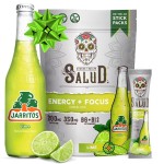 Salud x Jarritos 2-in-1 Energy Drink Powder + Focus, Lime, Organic Caffeine, B6 + B12, Theanine, Clean Energy Drink Packets, Limon Agua Fresca Mix, Non-GMO, Gluten Free, 1g of Sugar, (15 Servings)