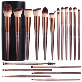 BS-MALL Makeup Brush Set 18 Pcs Premium Synthetic Foundation Powder Concealers Eye shadows Blush Makeup Brushes with black case (B-Brown)