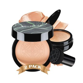 Mushroom Head Air Cushion CC Cream - BB Cream Face Makeup Foundation for Mature Skin Moisturizing Concealer Brighten Long-Lasting, Even Skin Tone for All Skin Types (2PCS Nude)