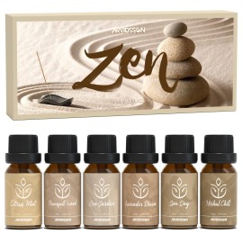 ARVIDSSON Zen Essential Oils Set, Nautal Tranquil Essential Oil for Diffusers for Home - Zen Garden, Lavender Dream, Serene Spa, Citrus Mint, Tranquil Wood, Herbal Chill, Gift for Women