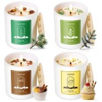 AOOVOO Christmas Candles Set for Women - 4 Pack Candles for Home Scented, Aromatherapy Candle with Crystals, 28 oz 200 Hour Long Lasting Candle, Winter Fragrance of Cedar, Fir, Hot Cocoa, Vanilla Cake