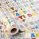 MAYPLUSS Foil Happy Birthday Wrapping Paper Roll - 17 In x 16.5 Ft - Shiny Colorful Happy Birthday Lettering Girl Festival Gift Wrap Paper for Party, Baby Showe