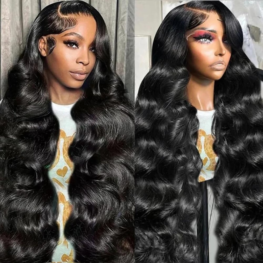 Ablyea 32 Inch 13x6 Body Wave Lace Front Wigs Pre Plucked HD Transparent Lace Frontal Wig Glueless 100% Virgin Human Hair with Baby Hair for Women