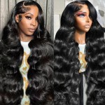 Ablyea 32 Inch 13x6 Body Wave Lace Front Wigs Pre Plucked HD Transparent Lace Frontal Wig Glueless 100% Virgin Human Hair with Baby Hair for Women