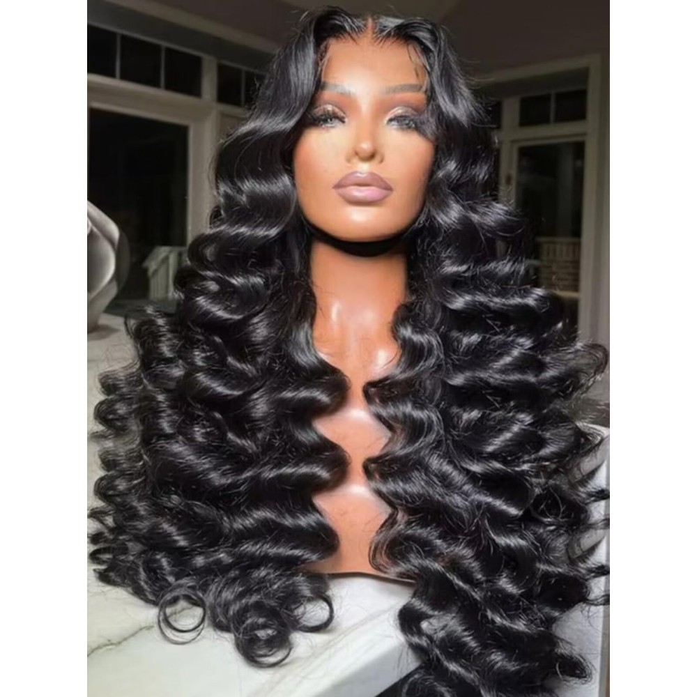 UNICE Bye Bye Knots Wig Loose Deep Wave Wig 13X4 Lace Front Pre Everything Wigs Glueless Human Hair Put on and Go Pre Plucked Pre Cut Bleached Knots 150% Density Natural Black Color 16 Inch