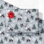 GIOLNIAY Christmas Wrapping Paper for Kids Men Women - Reindeer, Trees & Snowflakes Winter Forest Gift Wrap - 4 Jumbo Sheets, 2840 Each, Easy to Store