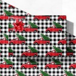 GIOLNIAY Christmas Wrapping Paper for Men Women Kids - Xmas Gift Wrap with Red Truck on White & Black Buffalo Plaid - 4 Jumbo Sheets, 2840 Each, Easy to Store